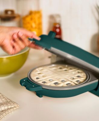 Flip-n-Store Ceramic Waffle Maker, Forest Green