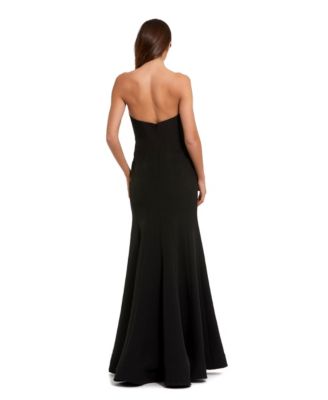 Women's Strapless Crepe Trumpet Gown with 3D Rhinestone
