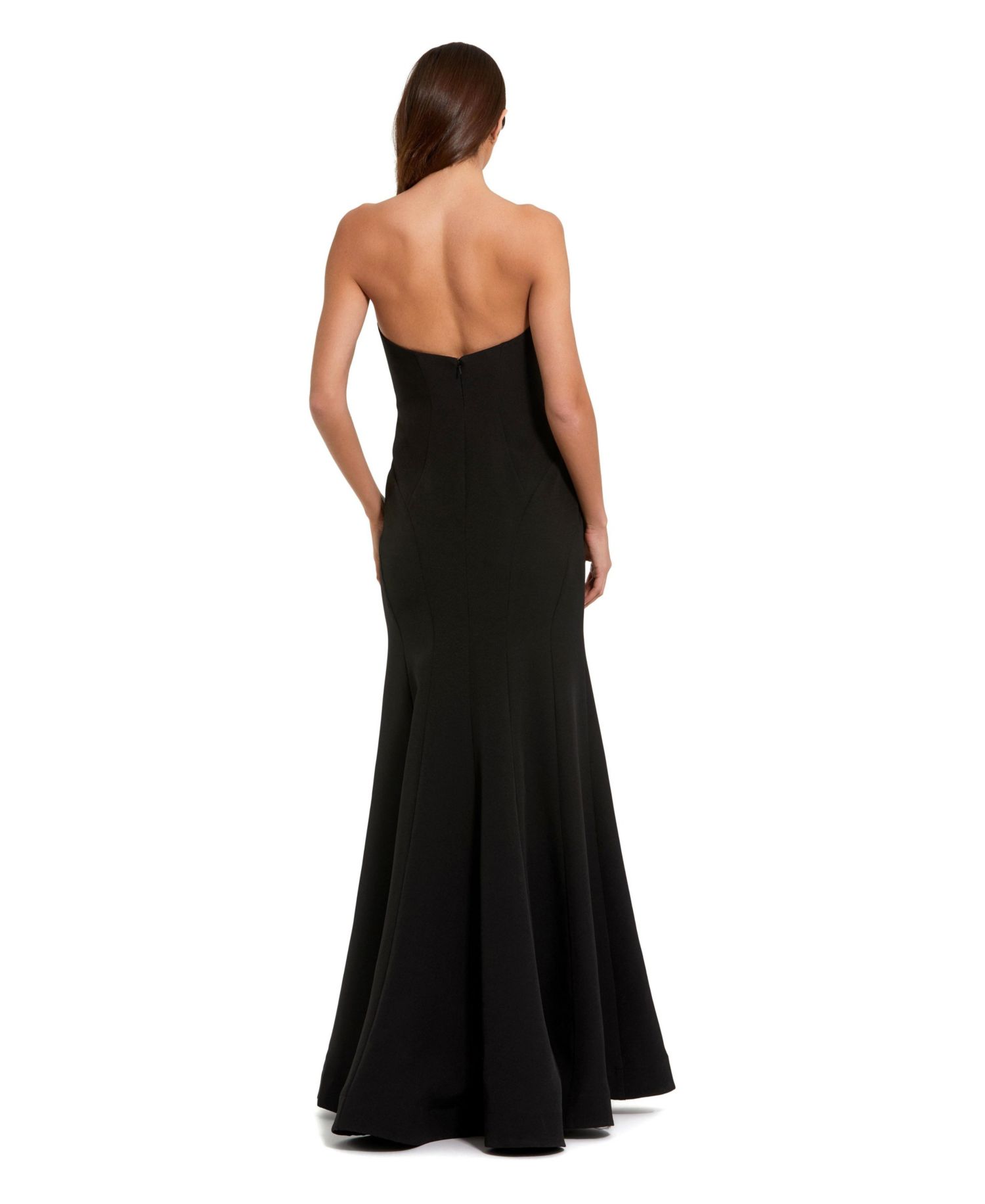 Women's Strapless Crepe Trumpet Gown with 3D Rhinestone