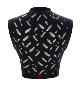 Women's Cropped Ripped Knit Top