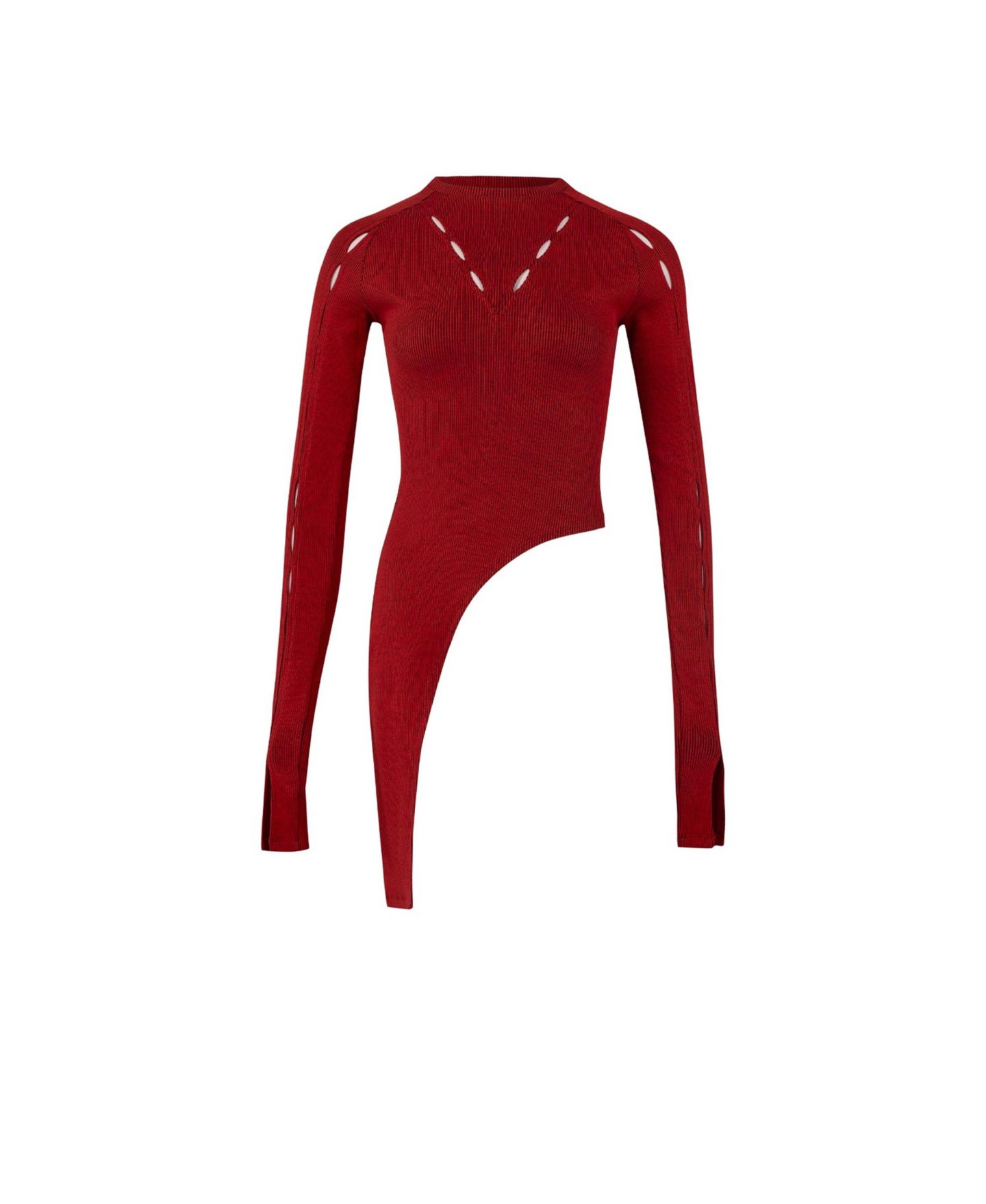Женский топ PCFG Your itch 2 Tones Rib Long Sleeve, цвет: Красный — фото 3