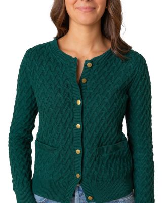Women's Organic Herringbone Stitch Cardigan Sweater