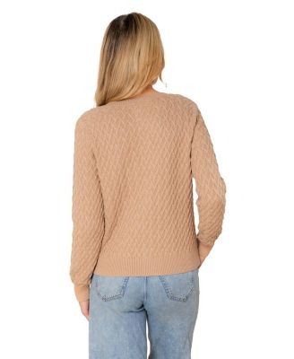 Women's Organic Herringbone Stitch Cardigan Sweater
