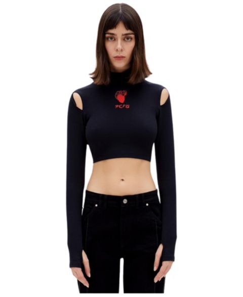 Женский топ PCFG Cotton Long Sleeve Crop, цвет: Чёрный