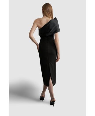 Women's One Shoulder Panel Midi Dress