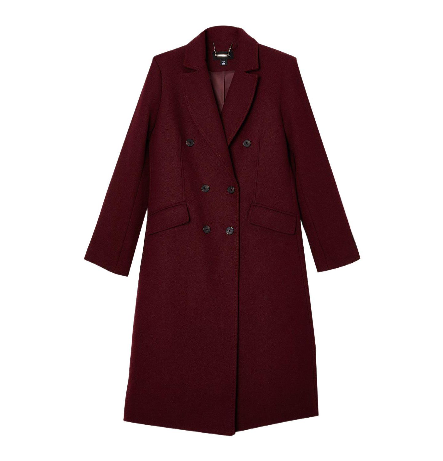 Женское пальто Karen Millen Wool Double Breasted Midi, цвет: Бордовый — фото 2