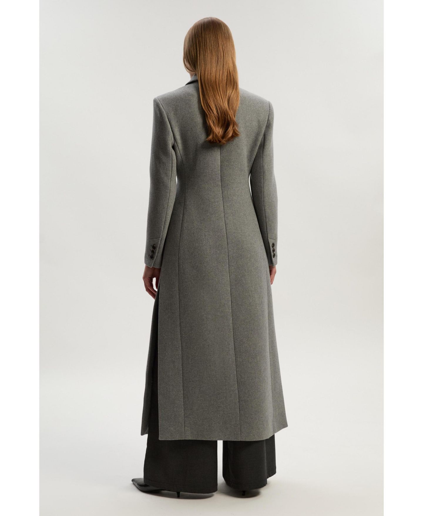 Женское пальто Karen Millen Wool Double Breasted Tailored Maxi, цвет: Серый меланжевый — фото 2