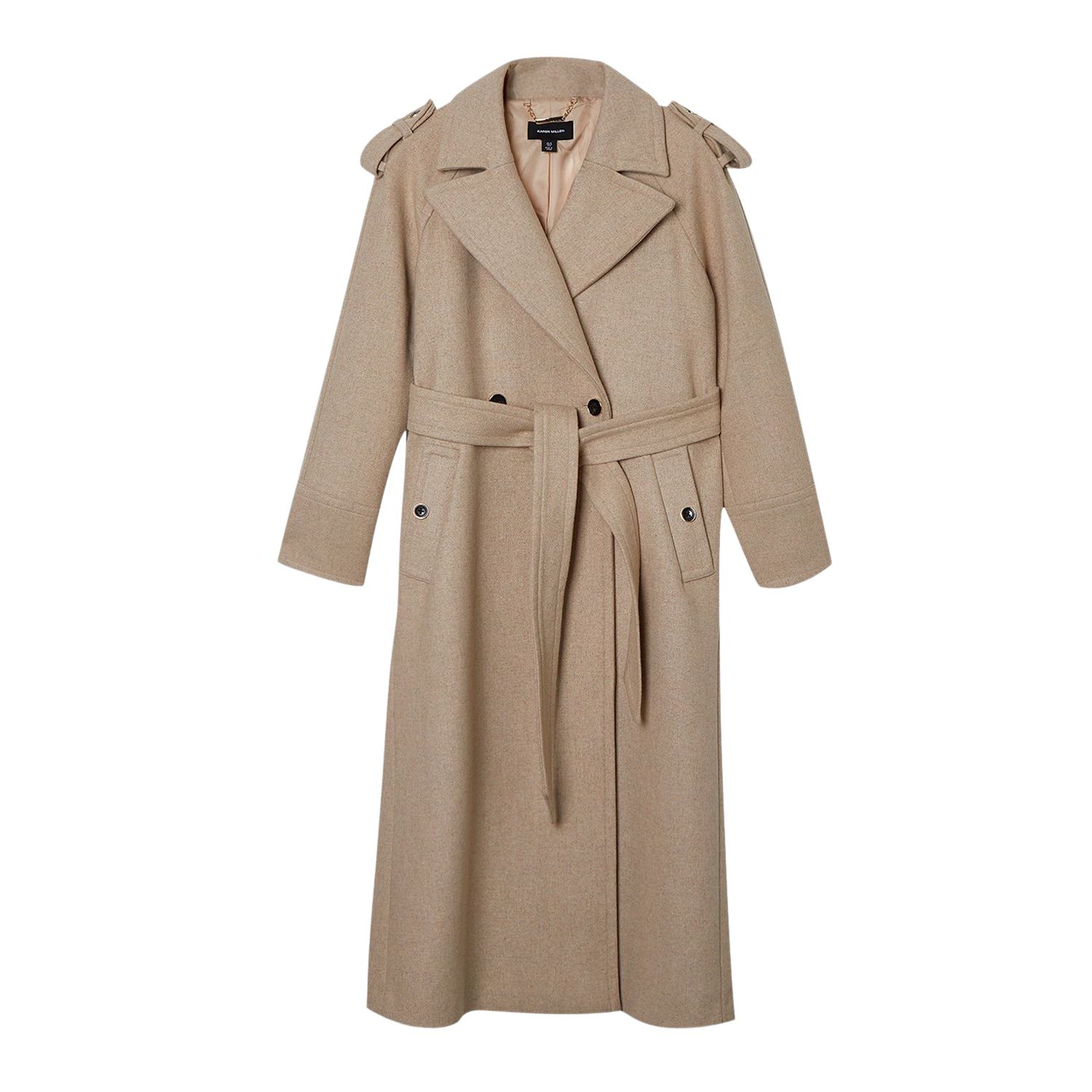 Women's Wool Tailored Belted Midi Coat