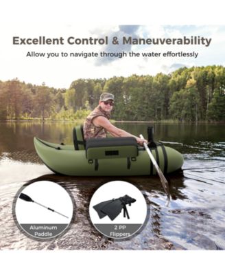 Inflatable with Pump, Storage Pockets, and Fish Ruler Fishing Float Tube