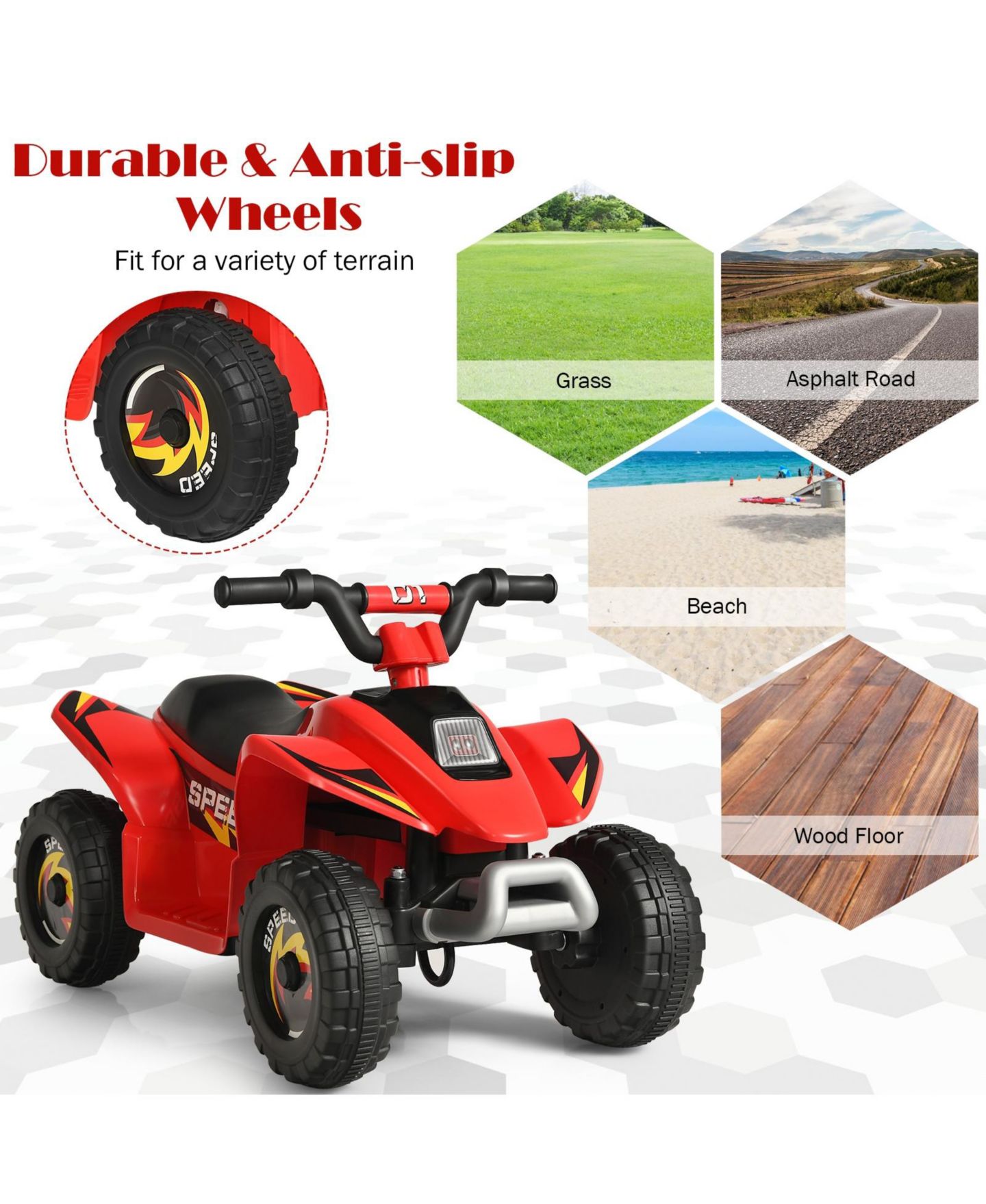 Детская игрушка SUGIFT 6V Kids Electric Ride On ATV with Four Wear-Resistant Wheels, 44 lb Capacity, Ages 18-36 Months, цвет: Красный — фото 11