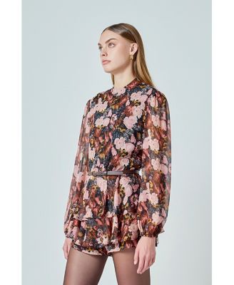 Women's Printed Chiffon Miini Romper