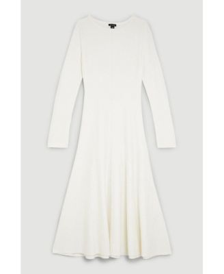 Women's Knit Wool Look Full Skirt Midi Dress