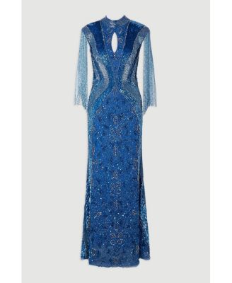 Women's Embellished Tassel Sleeve Maxi Dress