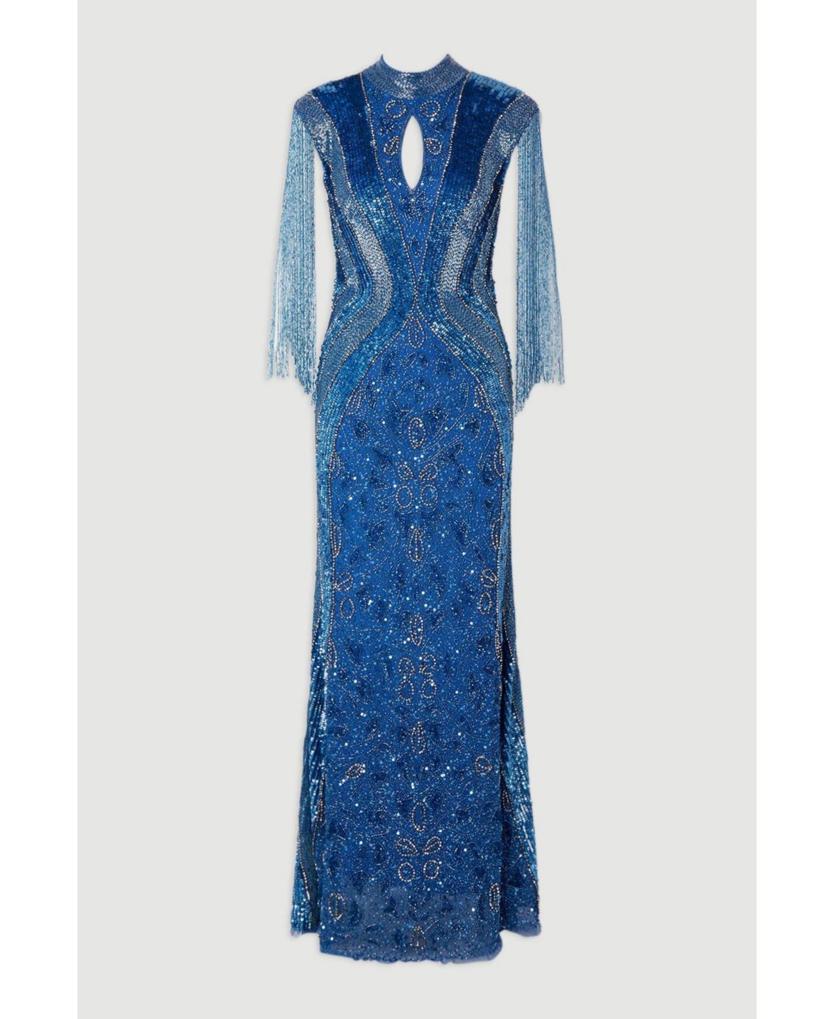 Karen Millen Women's Embellished Tassel Sleeve Maxi Dress
