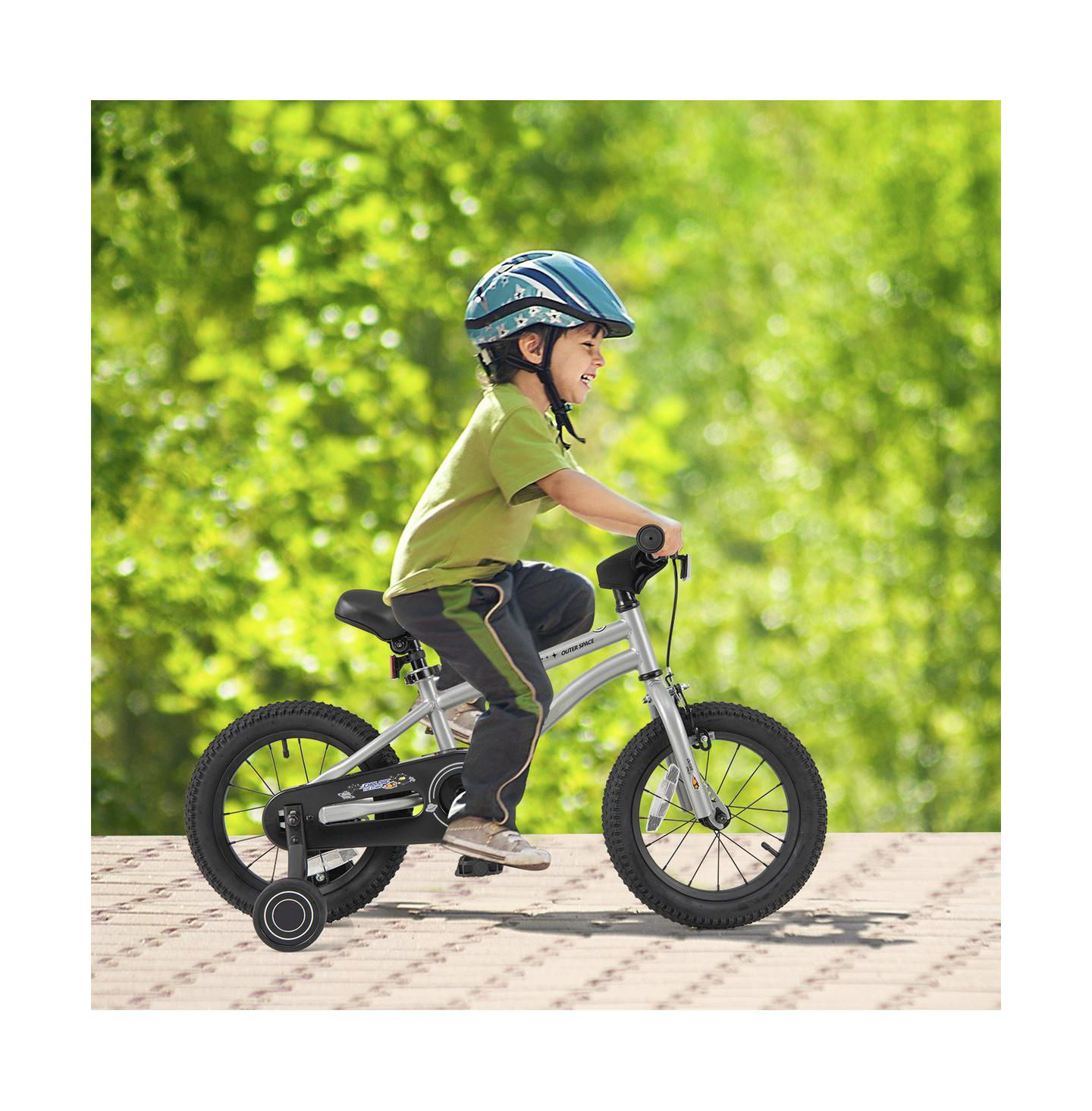 Детская игрушка SUGIFT 14 Inch Kids Bike High Carbon Steel Frame with Removable Training Wheels, Ages 3-7, цвет: Серебряный — фото 2