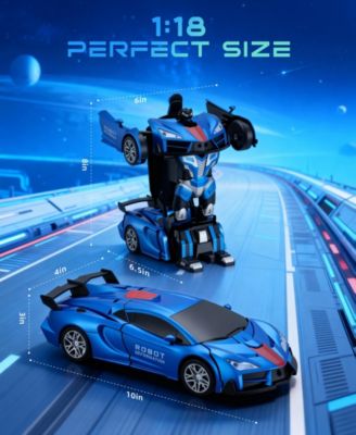 1:18 RC Transforming Robot Car with One-Click Deformation, 2.4GHz RC Car with LED Lights, 360° Rotation & Demo Mode