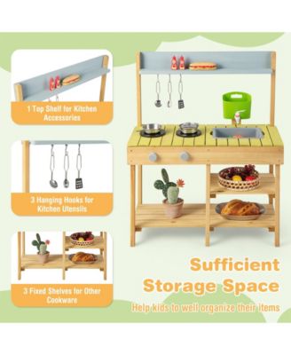 Backyard Pretend Play Toy Kitchen with Stove Top