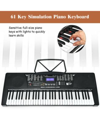 61-Key Portable Electronic Keyboard Piano with Stand and Stool