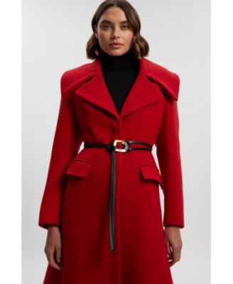 Women's Wool Shawl Collar Belted Midi Coat