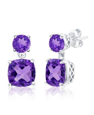 Sterling , Round & Square Gem Earrings.