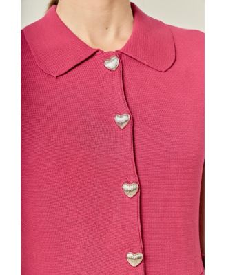 Women's Peplum Mini Knit Dress With Big Button Details