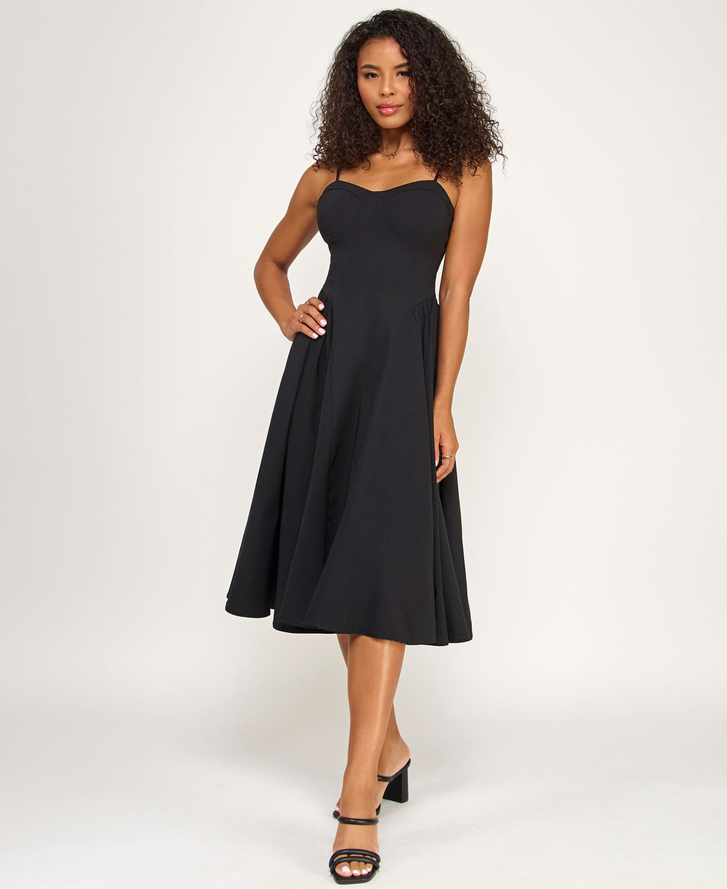 Juniors' Sweetheart Neck Bow-Back Midi Dress