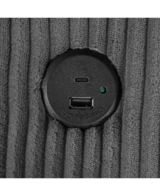 Oversized Corduroy Chaise Lounge with Storage Ottoman, Cup Holders & USB