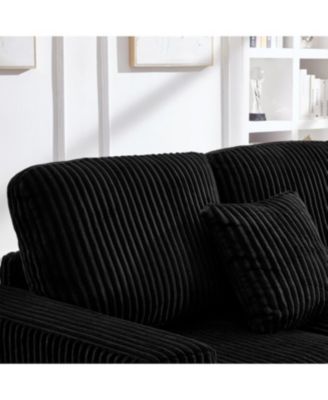 Streamdale 93" L-Shaped Corduroy Sectional Sofa with Reversible Chaise (Black