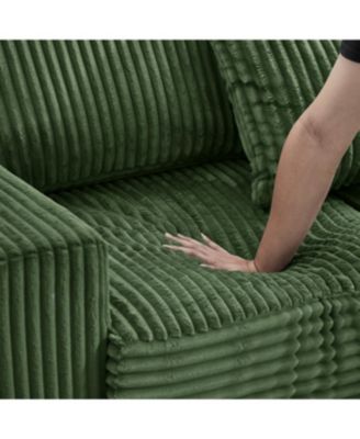 Streamdale 93" L-Shaped Corduroy Sectional Sofa with Reversible Chaise (Green
