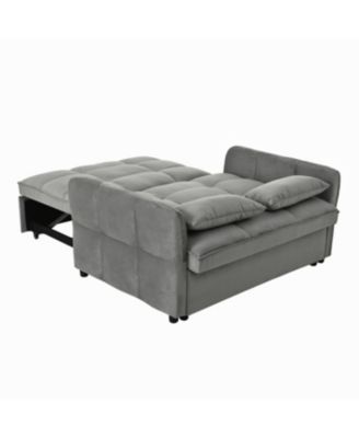 Streamdale 3-in-1 Velvet Pull Out Couch Bed with Reclining Backrest & Pillows (Dark Grey