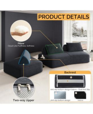 Streamdale Modern Light Luxury Oversized Modular Sectional Sofa, Fluffy Chenille, Removable Backrests, Dark Grey