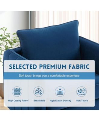 Velvet Accent Chair with Metal Legs and Pillow