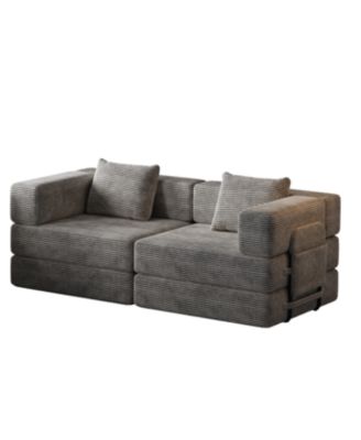 Streamdale Convertible corduroy sofa bed with side storage and cushions