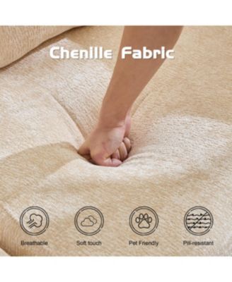 Compression Sofa, Convertible Floor Sofa Bed, Modular Sectional, No Assembly, Chenille, Beige