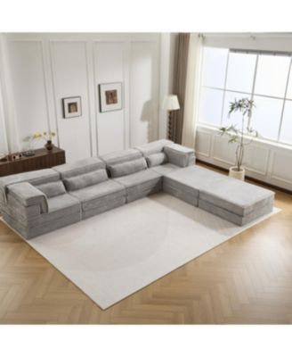 Compression Sofa, Convertible Floor Sofa Bed, Light-grey
