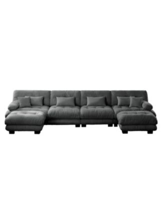 Free Combination Modular Sectional Sofa, U Shaped Couch, 4-Seater Comfy Cloud Couch