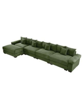 170" Oversized Cloud Modular L-Shape Sectional Couch, Soft Corduroy, Green