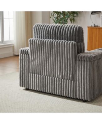 42.5" Corduroy Single Recliner with Pillow, Cup Holder, Storage Footrest