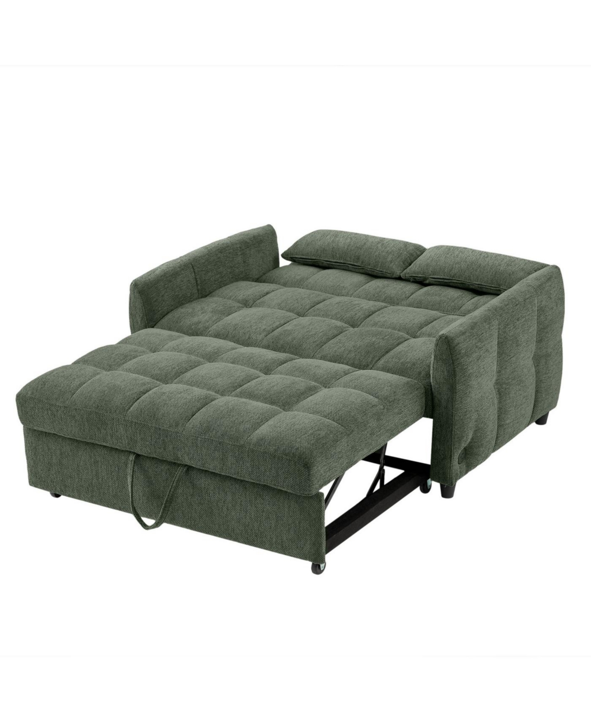 Streamdale Furniture Green Loveseat Sofa Bed with Usb Ports & Pillows
