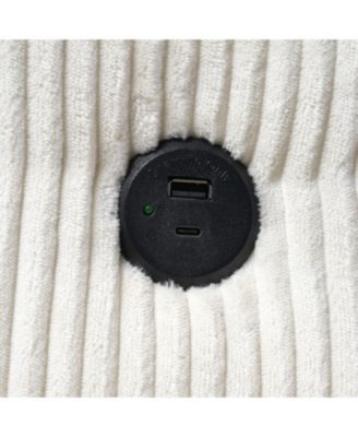 Oversized Corduroy Chaise Lounge with Storage Ottoman, Cup Holders & USB