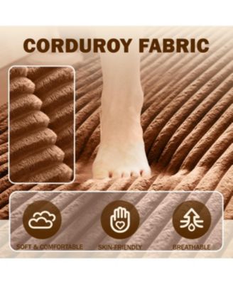 Streamdale Modern Floor Sofa with 2 Pillows, Convertible Plush Corduroy Sleeper Sofa Bed, Orange