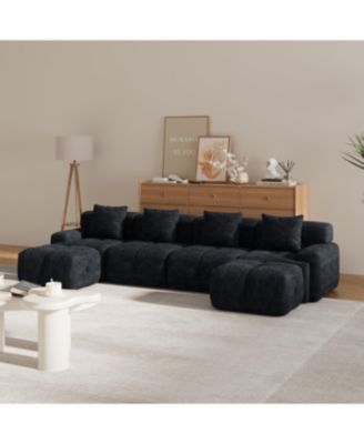 135.4" 6-Piece U-Shaped Sleeper Modular Sectional Sofa Bed Chaise Oversized 4-Seater Couch