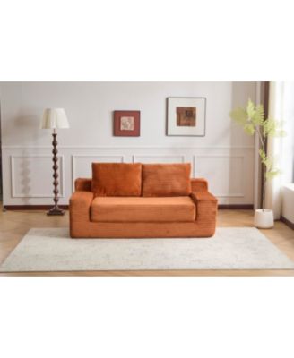 Streamdale Loveseat Sofa, Comfortable Deep Seat Sofa Bed, Modern Small Corduroy Couch, Orange