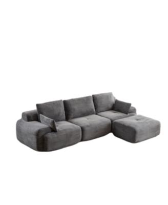 Streamdale Modern Memory Foam Compressed Sofa, Large Sectional Couch, Pet-Friendly, Corduroy, Grey