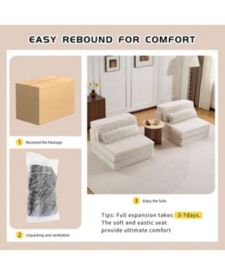 Streamdale Compression Sofa, Convertible Floor Sofa Bed, White