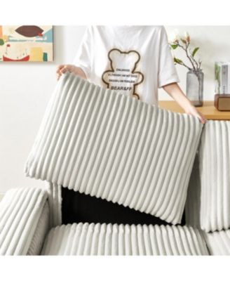 Streamdale 71" Sofa Plush Corduroy Square Storage Armrest USB port