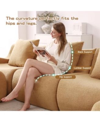 Soft Teddy Fabric Boneless Sofa, No Assembly, Anti-Slip, Camel