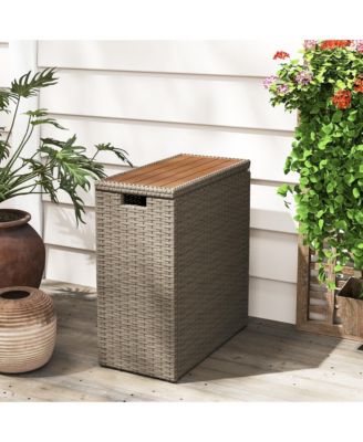 17 Gallon Wicker Deck Box, Small Outdoor Storage Box