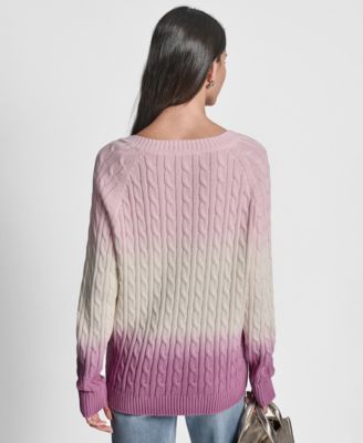 Women's Deep Dye V-Neck Cable Sweater