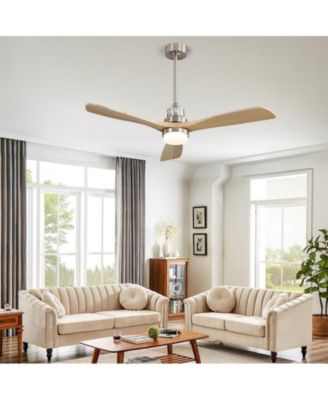 52-inch Modern Sand Nickel 3-Blade Light Ceiling Fan with Remote Control and Supporting Mobile Device Connection